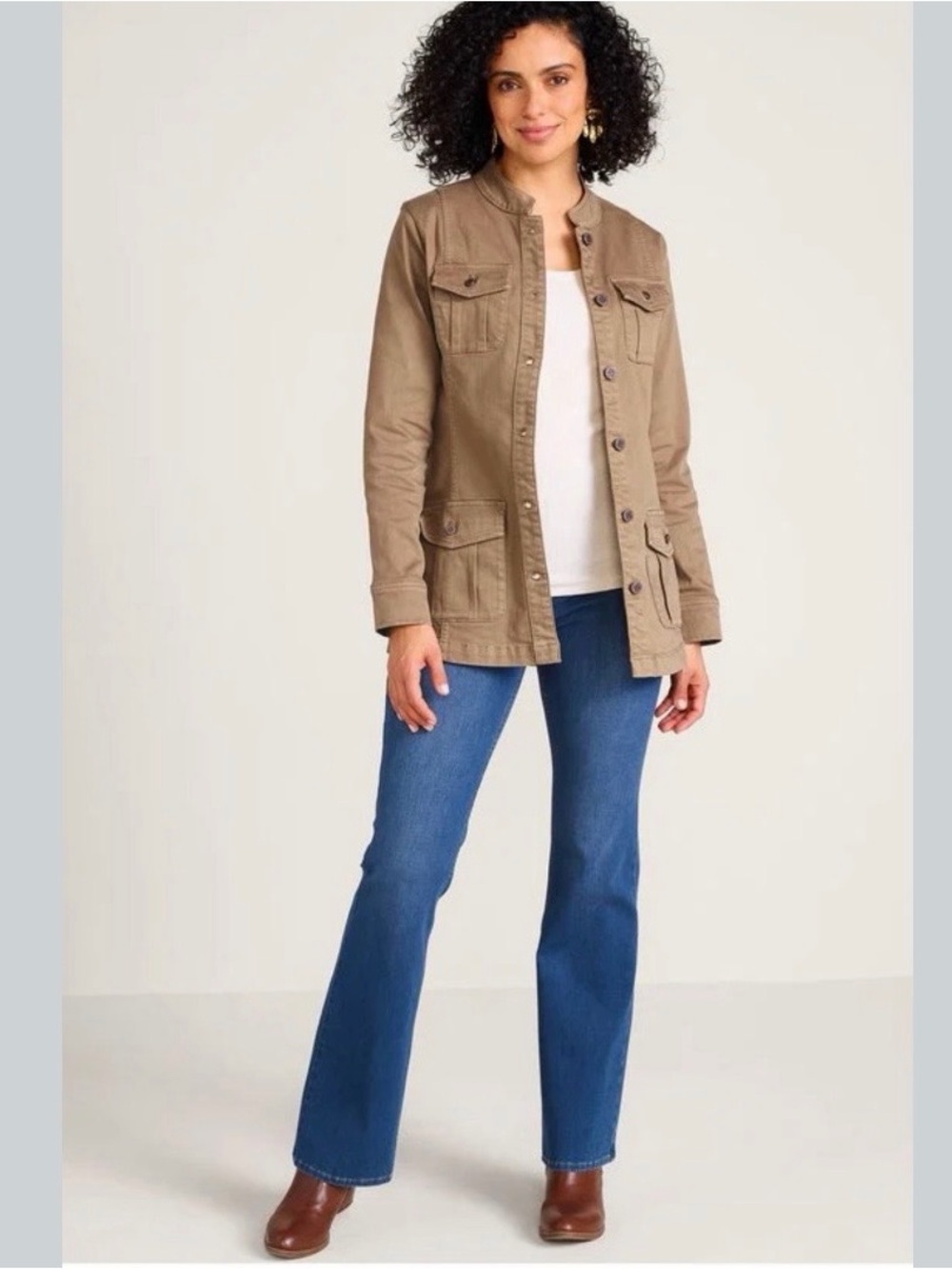 Soft Surroundings Chara denim jacket in Antique Tan, size Medium